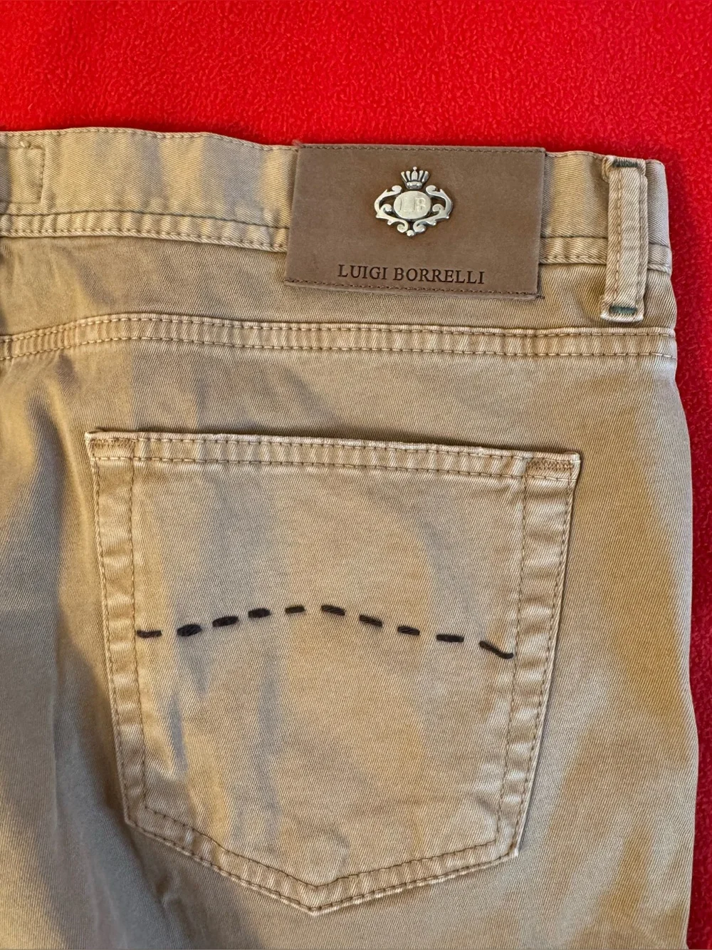 Borrelli Napoli Caracciolo -LB Men's Cotton Beige Khaki Chino Pants Size: 40X31